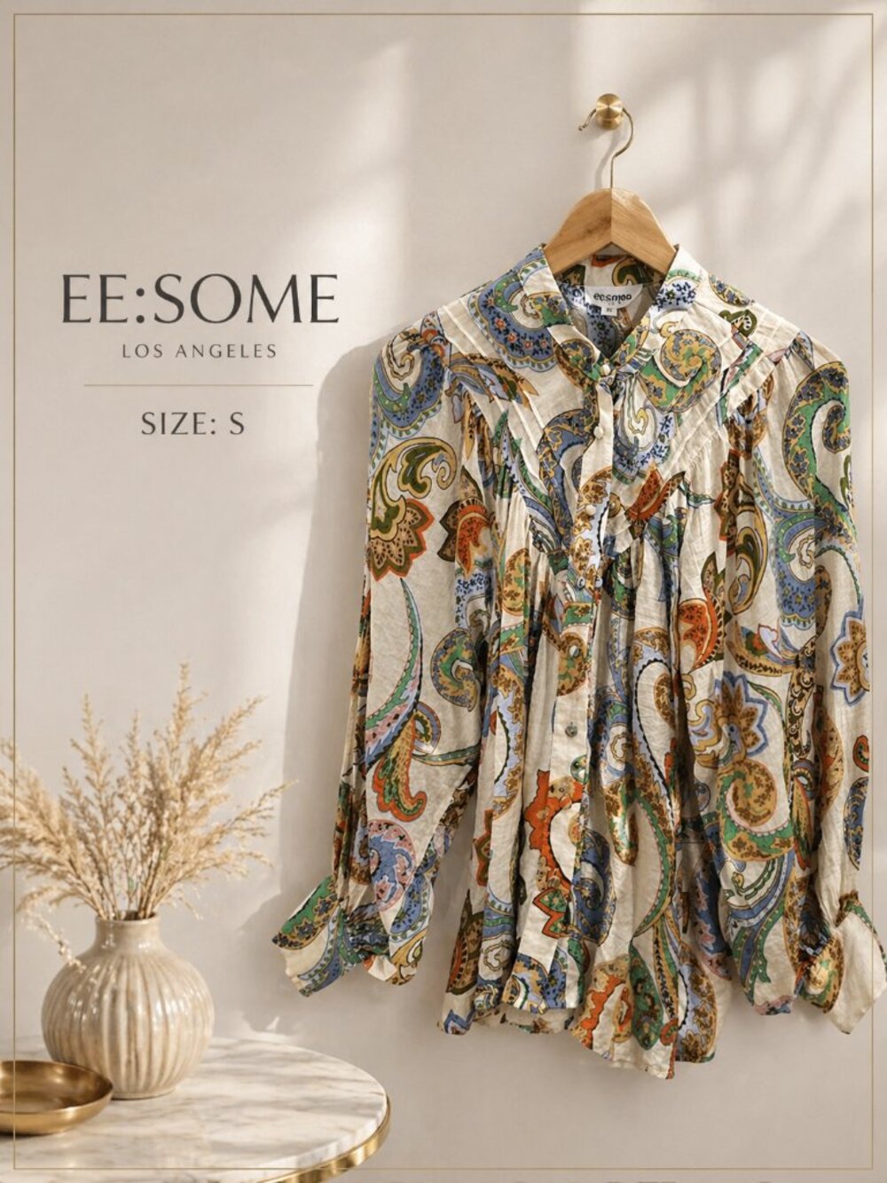 ee:some Los Angeles Paisley Print Blouse Size S Boho Flowy Lightweight